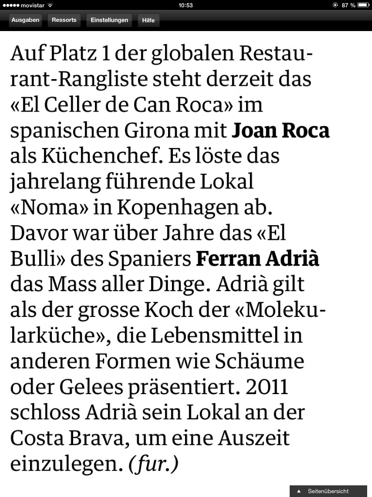 NZZaS, 13.10.13, S. 23. Suppe gefÃ¤llig? :-)